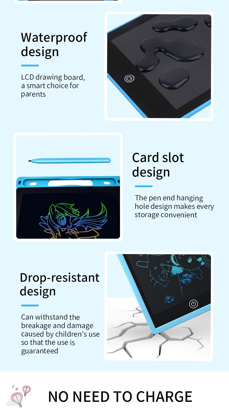Kids LCD Drawing Tablet – Rechargeable Erasable Doodle Board