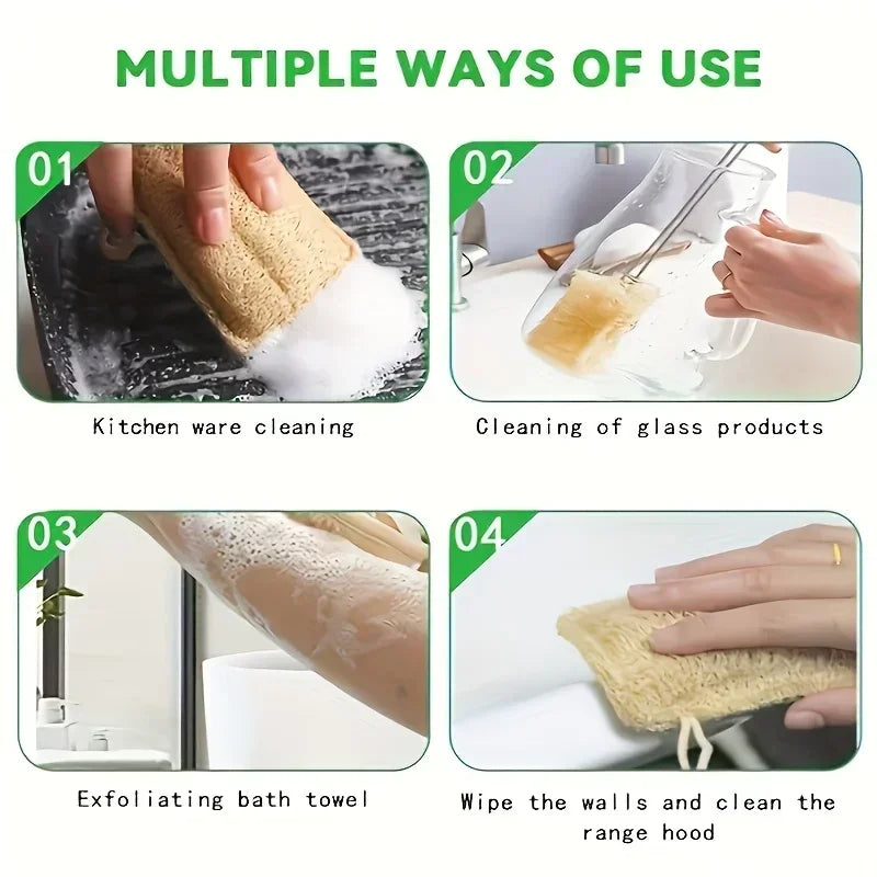 Natural Loofah Exfoliating Sponges, 6-Pack — Bamboo Fiber Body Scrubbers