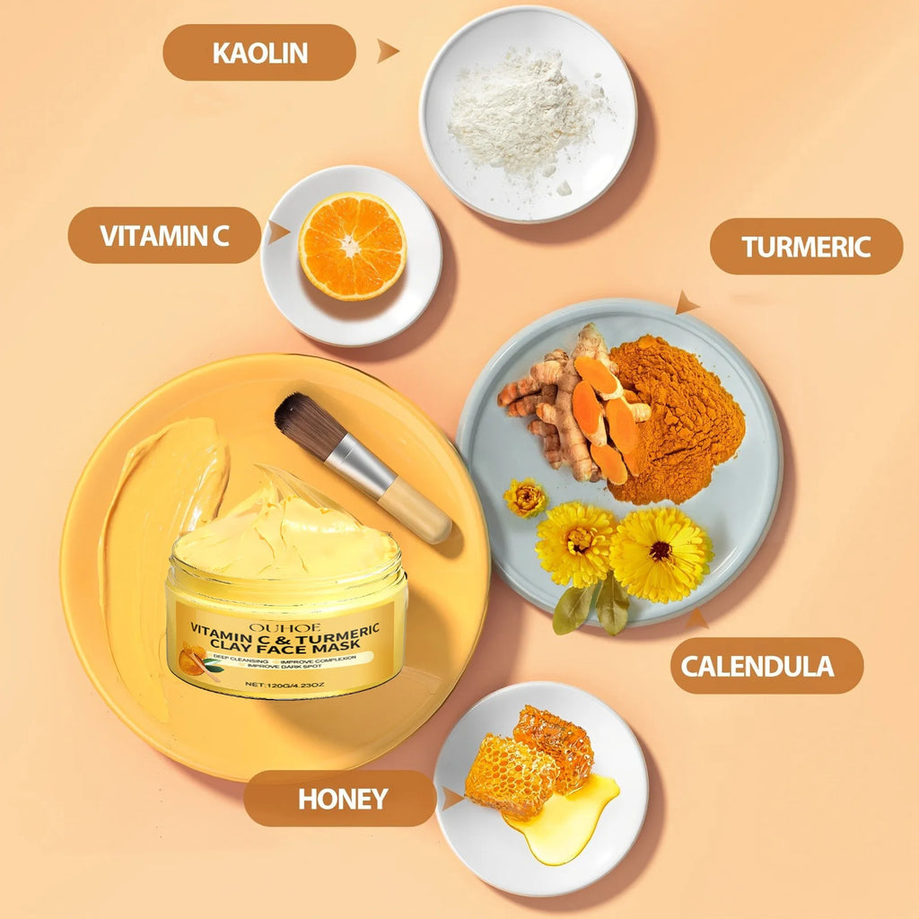 Turmeric Vitamin C Clay Mask – Deep Cleansing & Brightening Face Mask