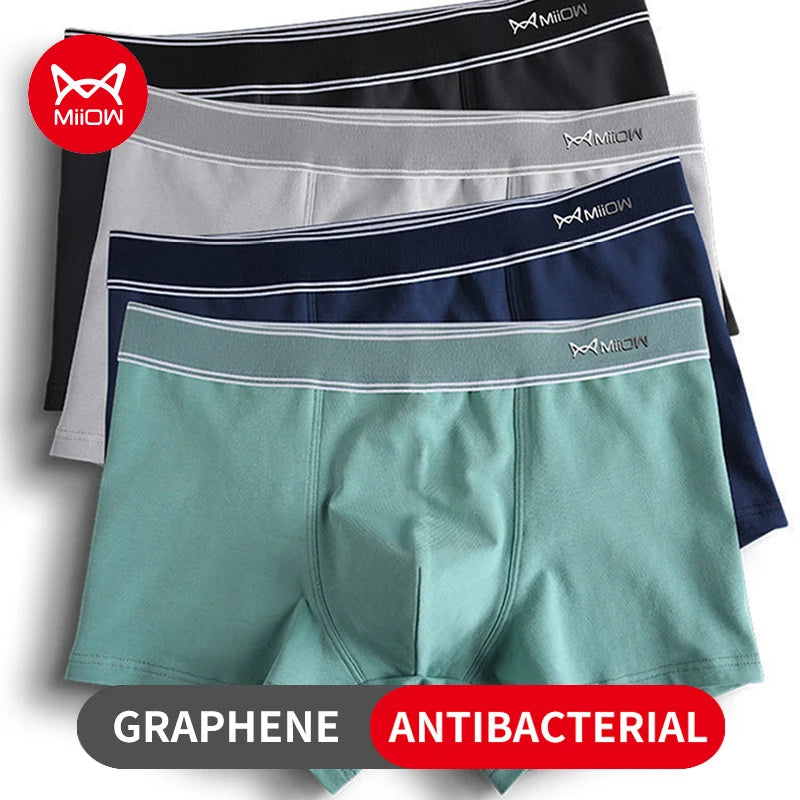 MiiOW Men's Cotton Boxer Briefs, 3-Pack — Breathable Antibacterial Underwear