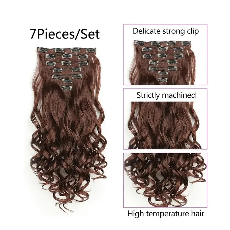 22-Inch Curly Clip-In Hair Extensions – 7-Piece Full Head Set