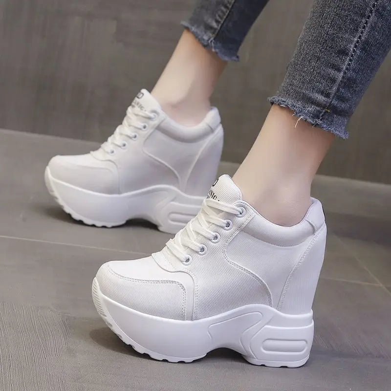 Women's Leather Chunky Ankle Boots with Platform