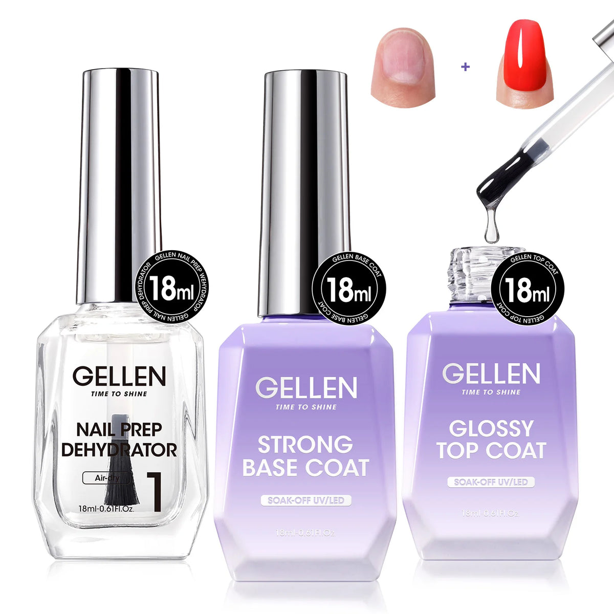 GELLEN 4-Piece Nail Care Kit – Base & Top Coat with Cuticle Care