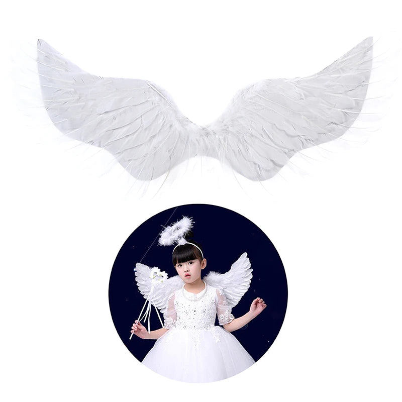 Angel Wings, Halo & Wand Costume Set – White Feather Cosplay Accessories