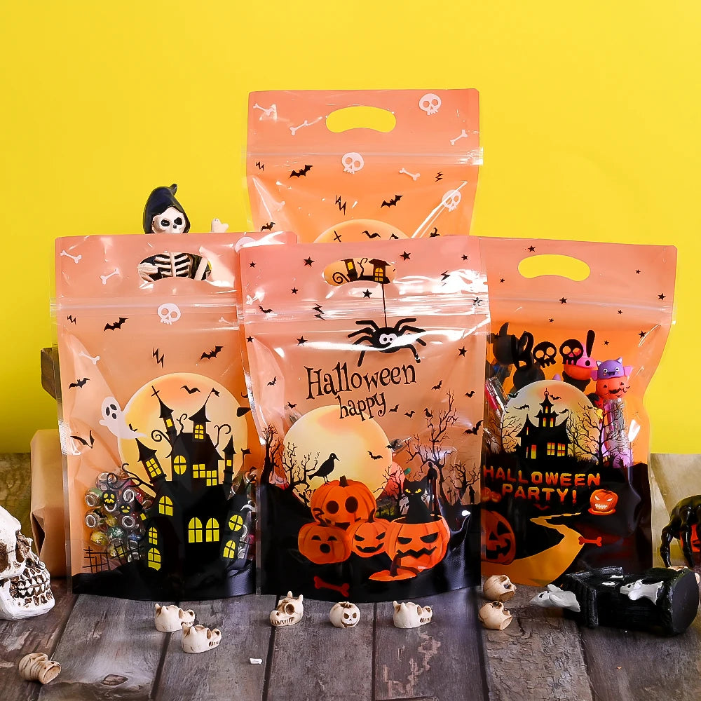 Halloween Gift Bags 50-Pack – Trick-or-Treat Candy Bags with Spooky Designs
