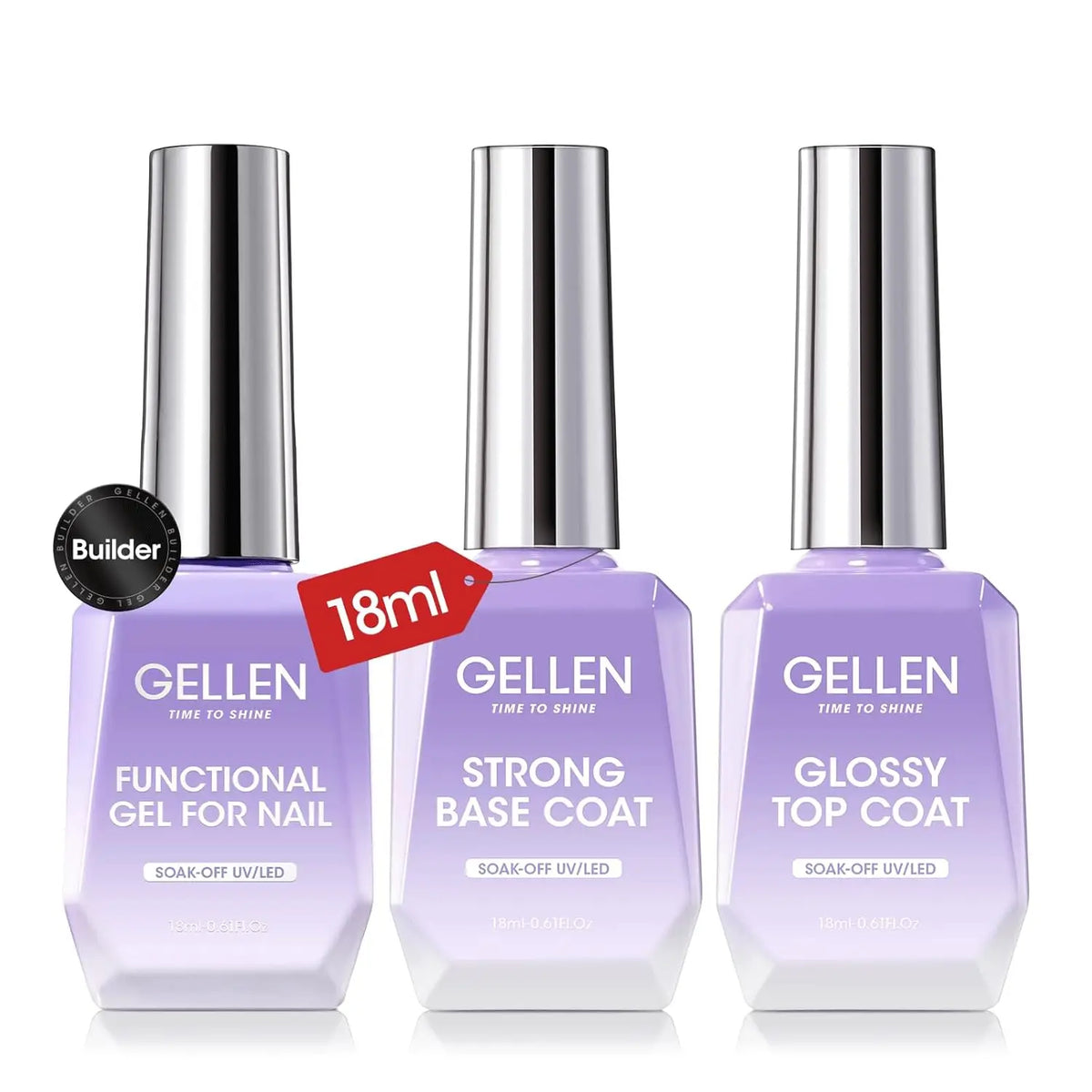 GELLEN 4-Piece Nail Care Kit – Base & Top Coat with Cuticle Care