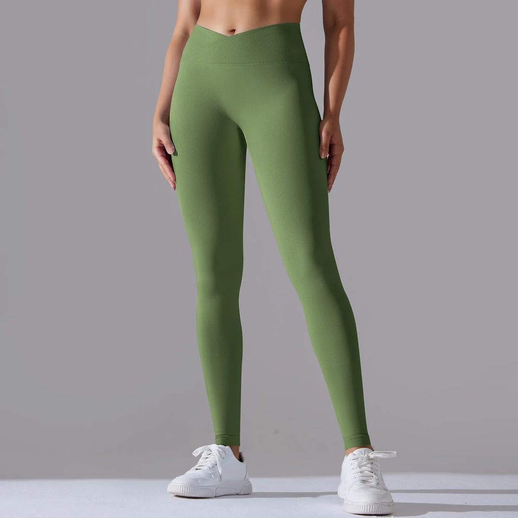 CrossWaist Seamless High-Waist Yoga Leggings