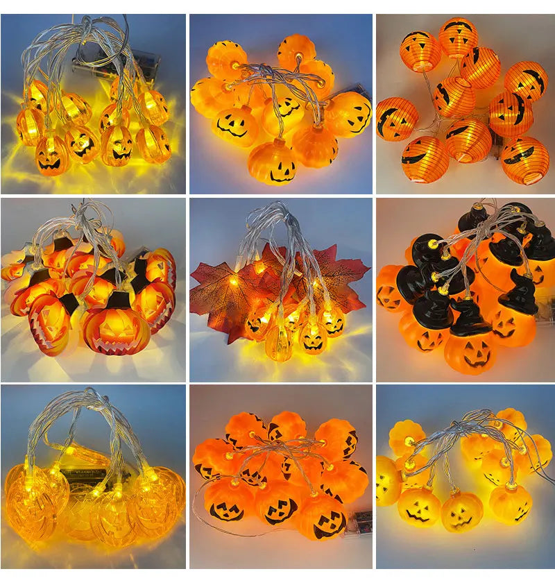 Halloween LED String Lights – Skull, Pumpkin & Bat Fairy Light Garland for Indoor/Outdoor Decor (22 Styles)