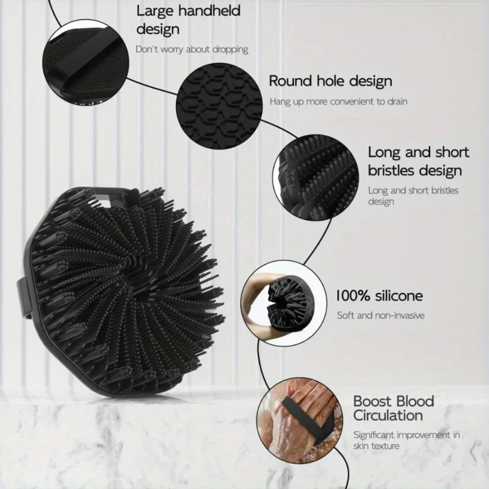 Soft Silicone Back Brush — Bath Shower Scrubber with Handle