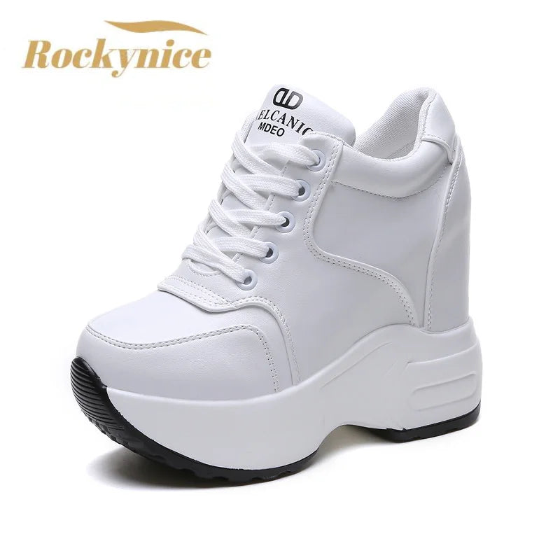 Women's Leather Chunky Ankle Boots with Platform