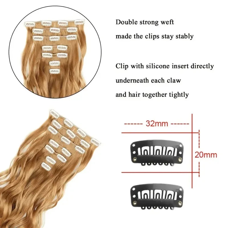 22-Inch Curly Clip-In Hair Extensions – 7-Piece Full Head Set