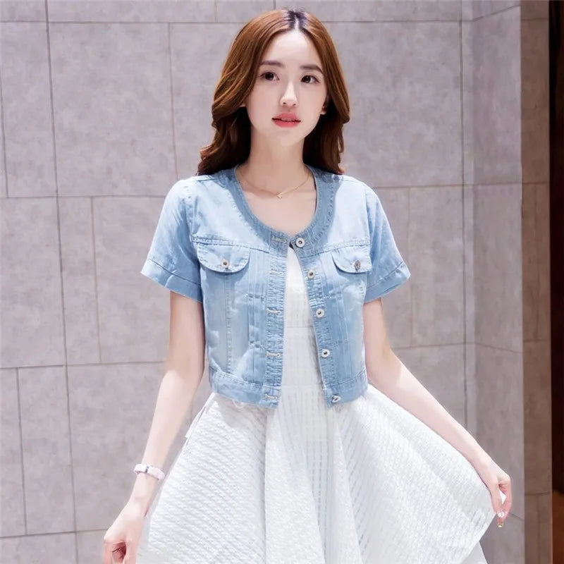 Women's Half Sleeve Denim Jacket