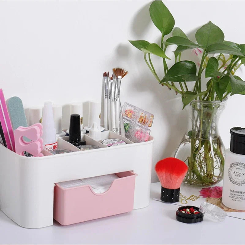 Nail Art Organizer Box – Desktop Drawer Storage for Cosmetics & Tools
