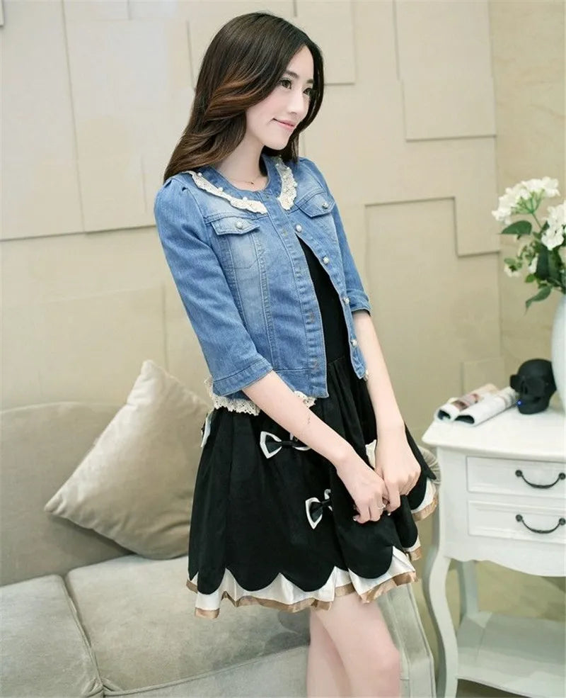 Women's Half Sleeve Denim Jacket
