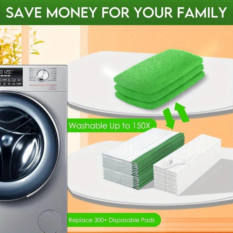 Reusable Mop Pads 4-Pack – High Water Absorption Microfiber
