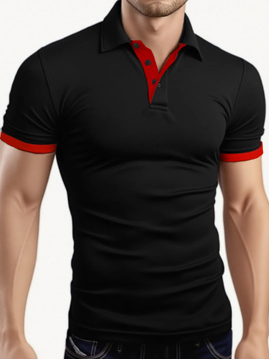 Men's Color Block Slim Fit Polo Shirt