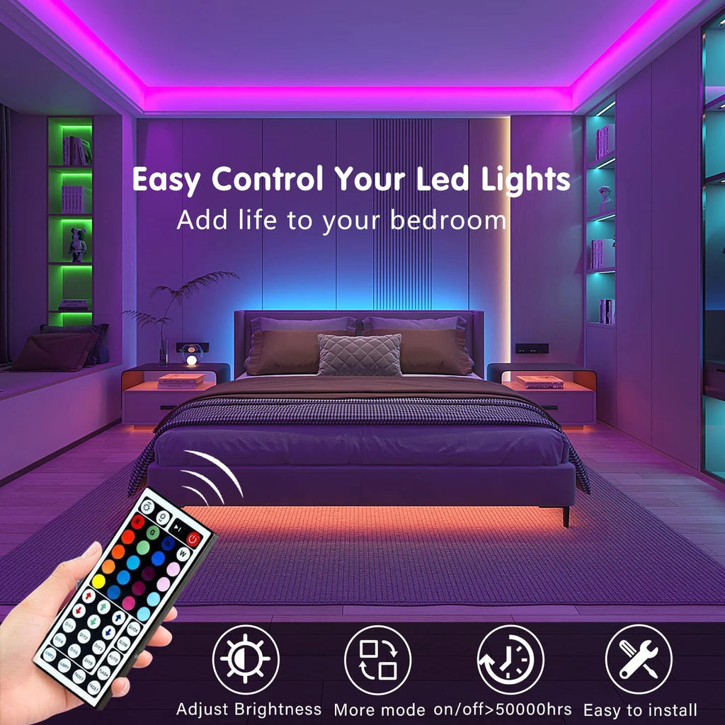ChromaGlow RGB LED Strip Lights with Remote – 44-Key Color Changing Tape Light