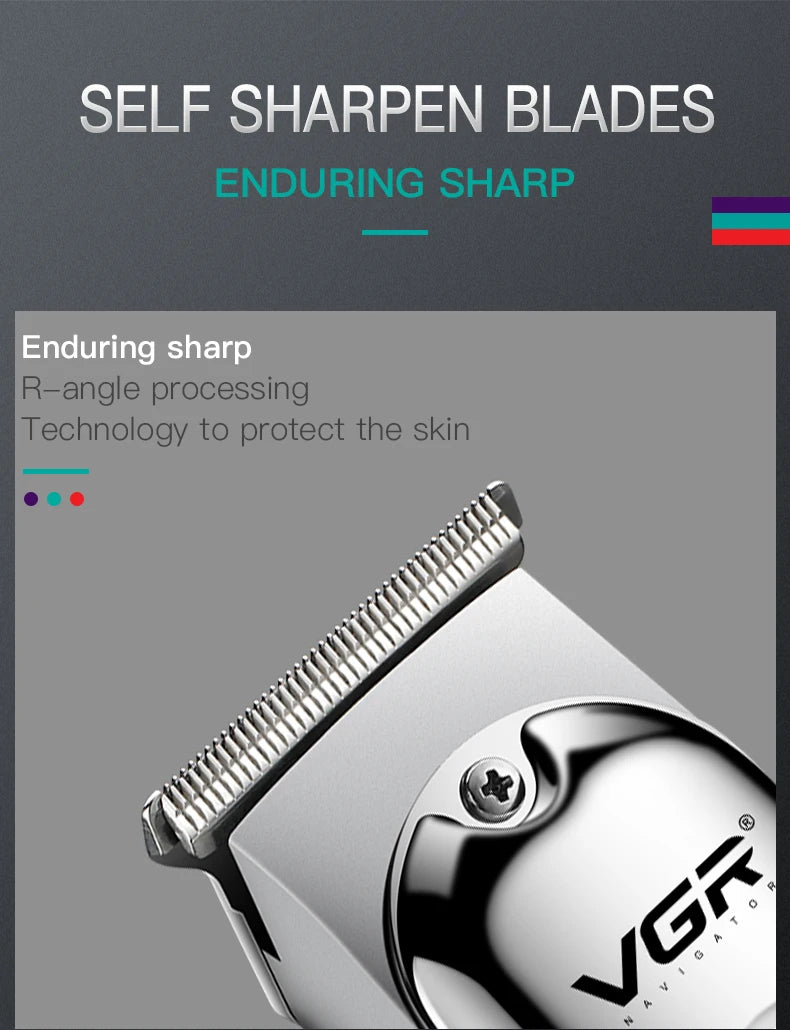 Heavy-Duty Stainless Steel Hair & Beard Trimmer – Professional Cordless Clipper
