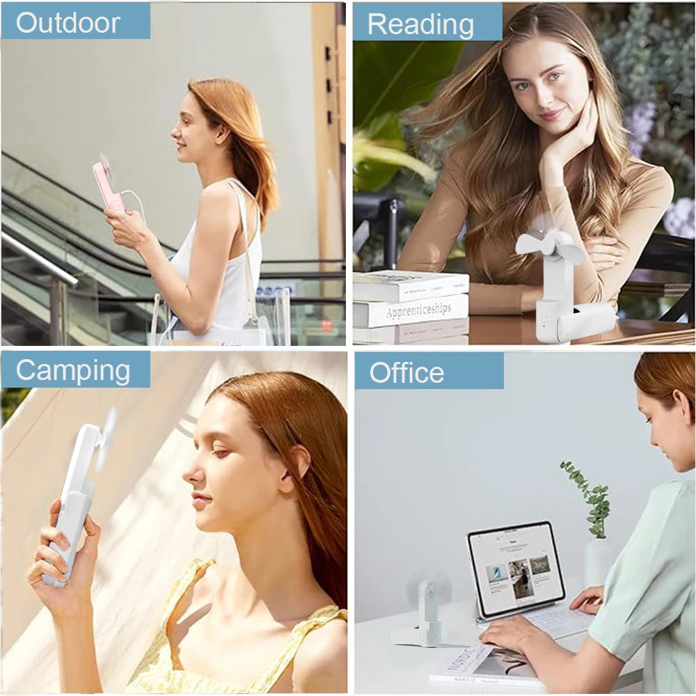 BreezeGo Portable Handheld Fan – 2000mAh Rechargeable 3-Speed