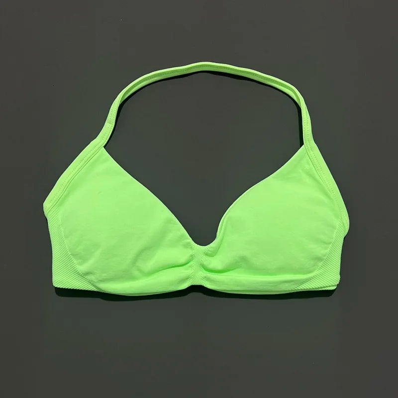 HISTELLO Women's Strappy Sports Bra — High-Support Seamless Gym Bra