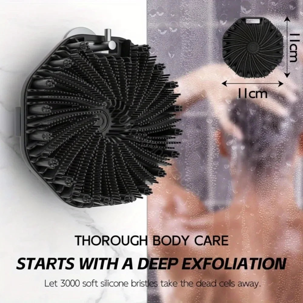 Soft Silicone Back Brush — Bath Shower Scrubber with Handle