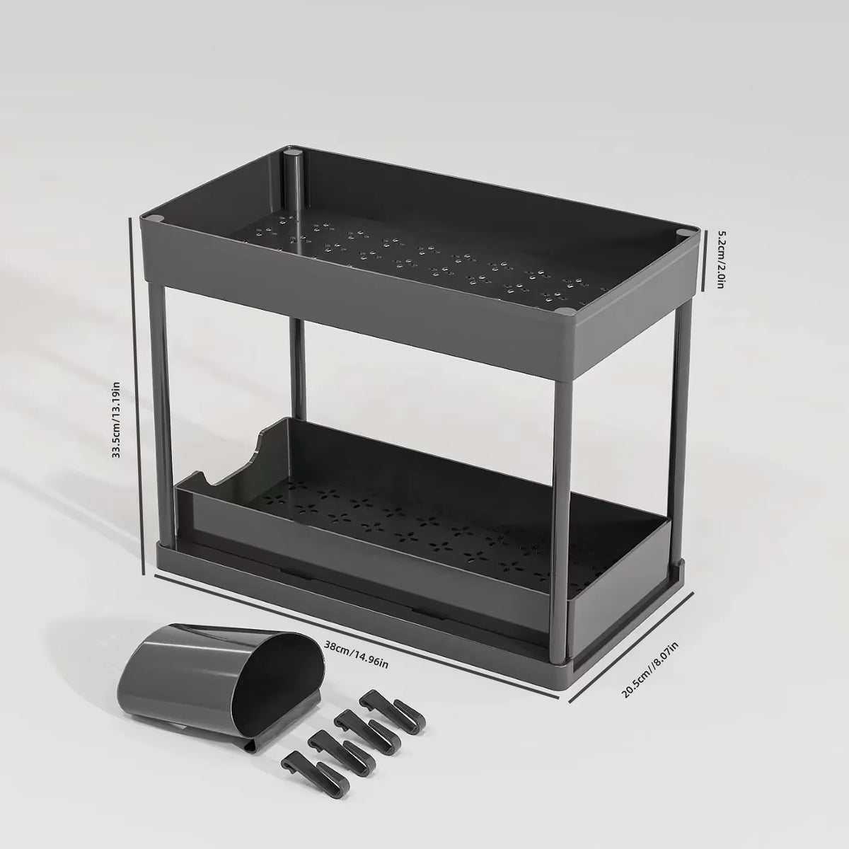 TidyBase 2-Tier Under Sink Organizer – Sliding Cabinet Storage Rack