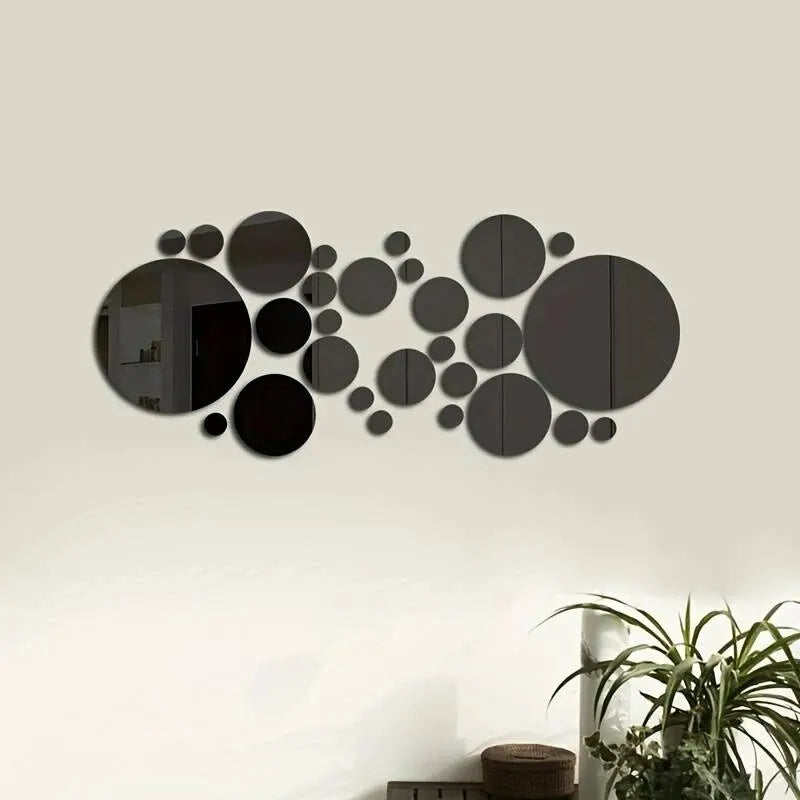 26-Piece 3D Acrylic Mirror Wall Stickers – Round DIY Decorative Mirrors