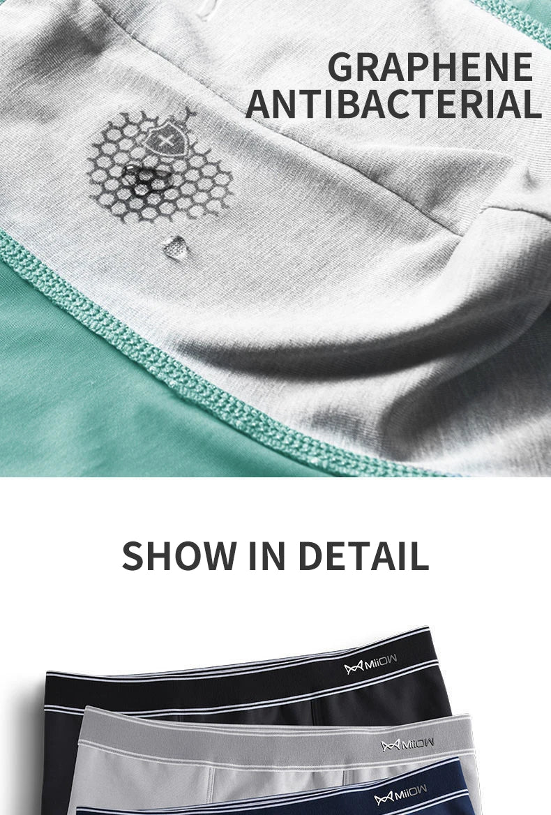 MiiOW Men's Cotton Boxer Briefs, 3-Pack — Breathable Antibacterial Underwear