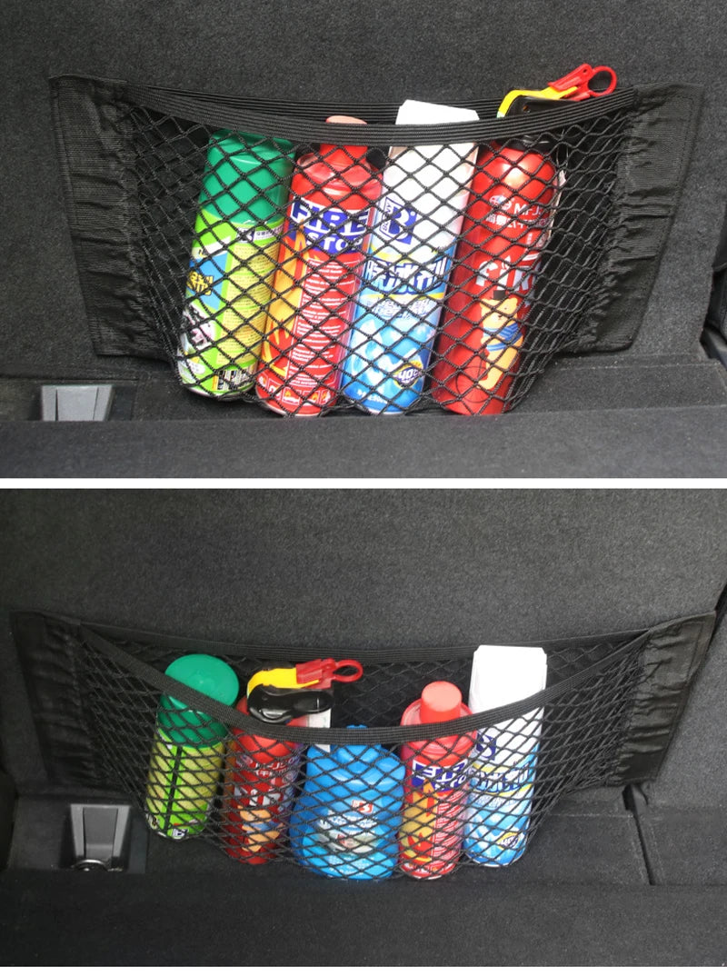 Universal Car Trunk & Seat Back Organizer – Elastic Mesh Net Storage Bag (5 Sizes)