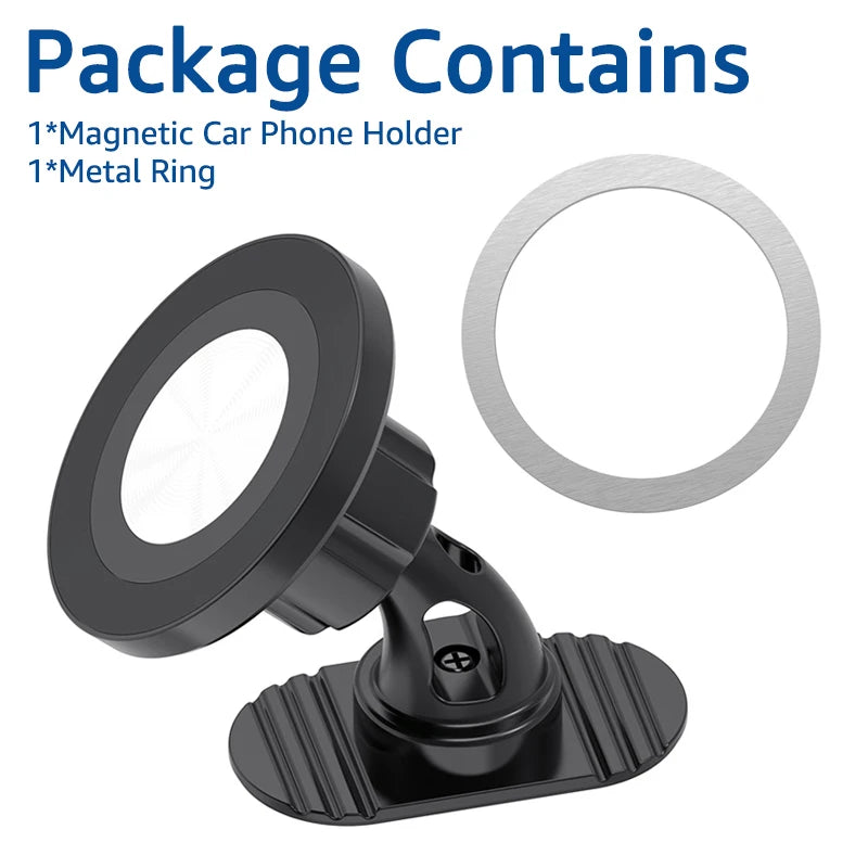 GripGo Magnetic Car Phone Mount – 360° Rotation for MagSafe & All Phones