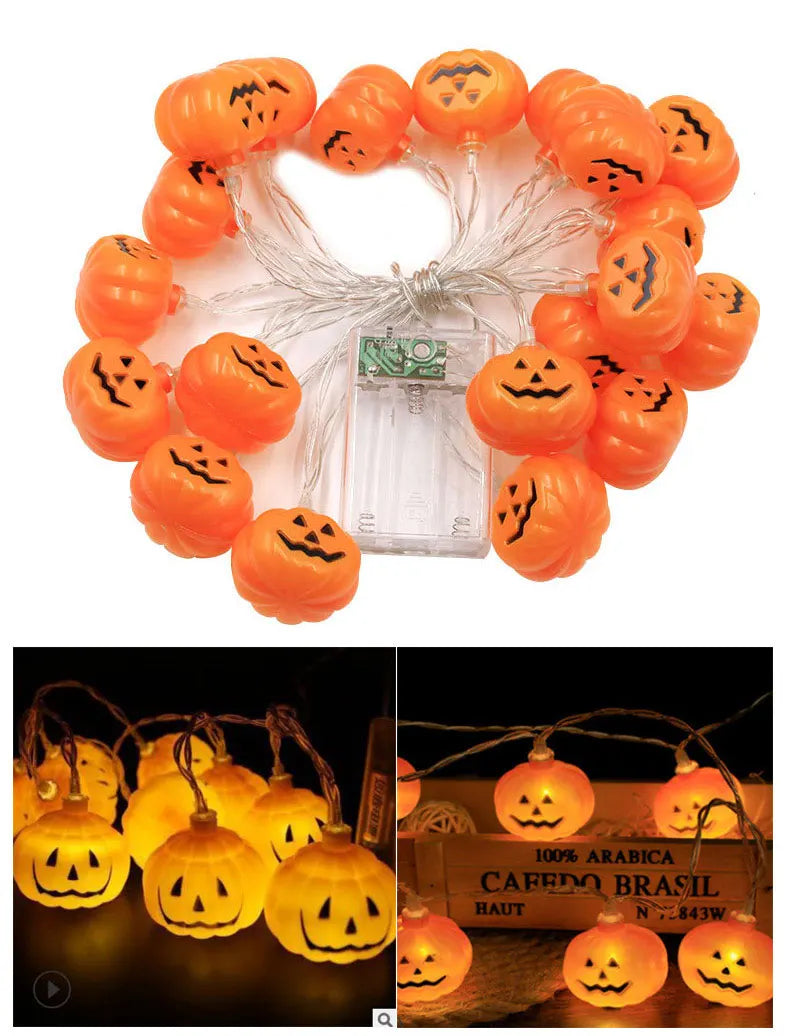 Halloween LED String Lights – Skull, Pumpkin & Bat Fairy Light Garland for Indoor/Outdoor Decor (22 Styles)
