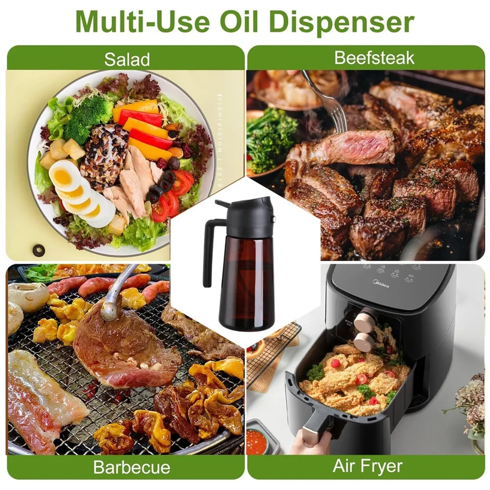 2-in-1 Glass Oil Dispenser & Sprayer – Olive Oil Mister Bottle
