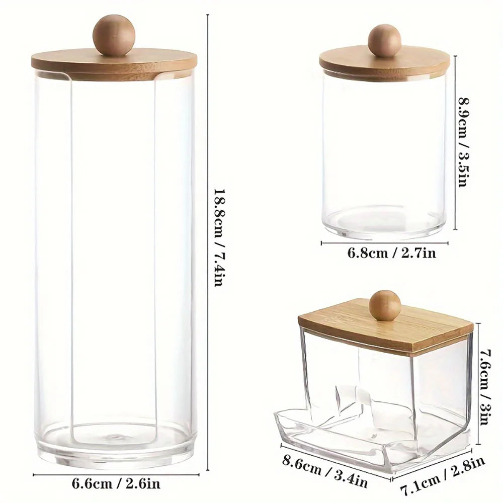 3-Piece Cotton Swab Holder Set