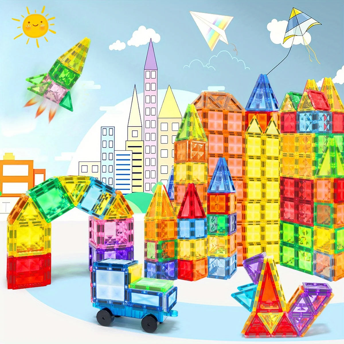 Magnetic Building Tiles Set – STEM Construction Toy for Kids
