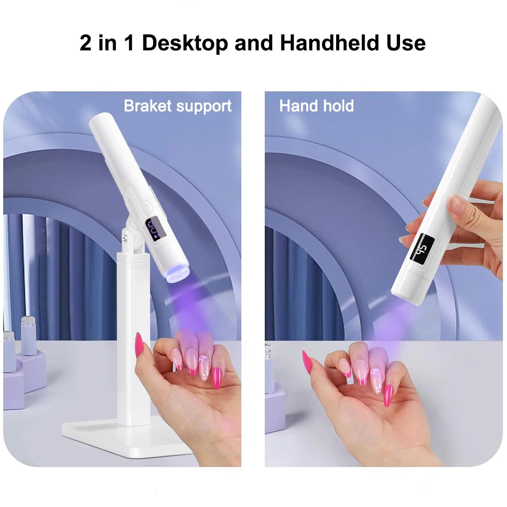 Portable UV LED Nail Lamp – Mini Gel Polish Dryer with Stand