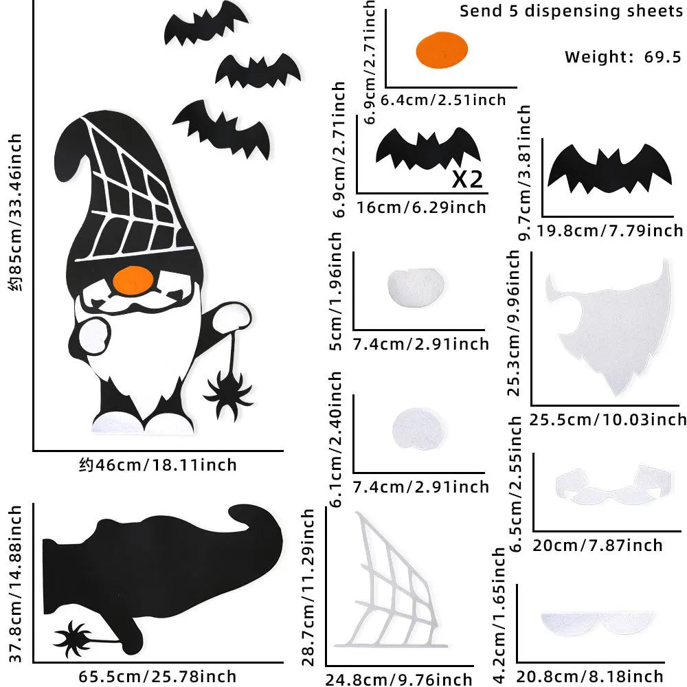 Halloween Felt Window Stickers – Spooky Devil, Witch & Ghost Glass Decals (7 Cute Styles)