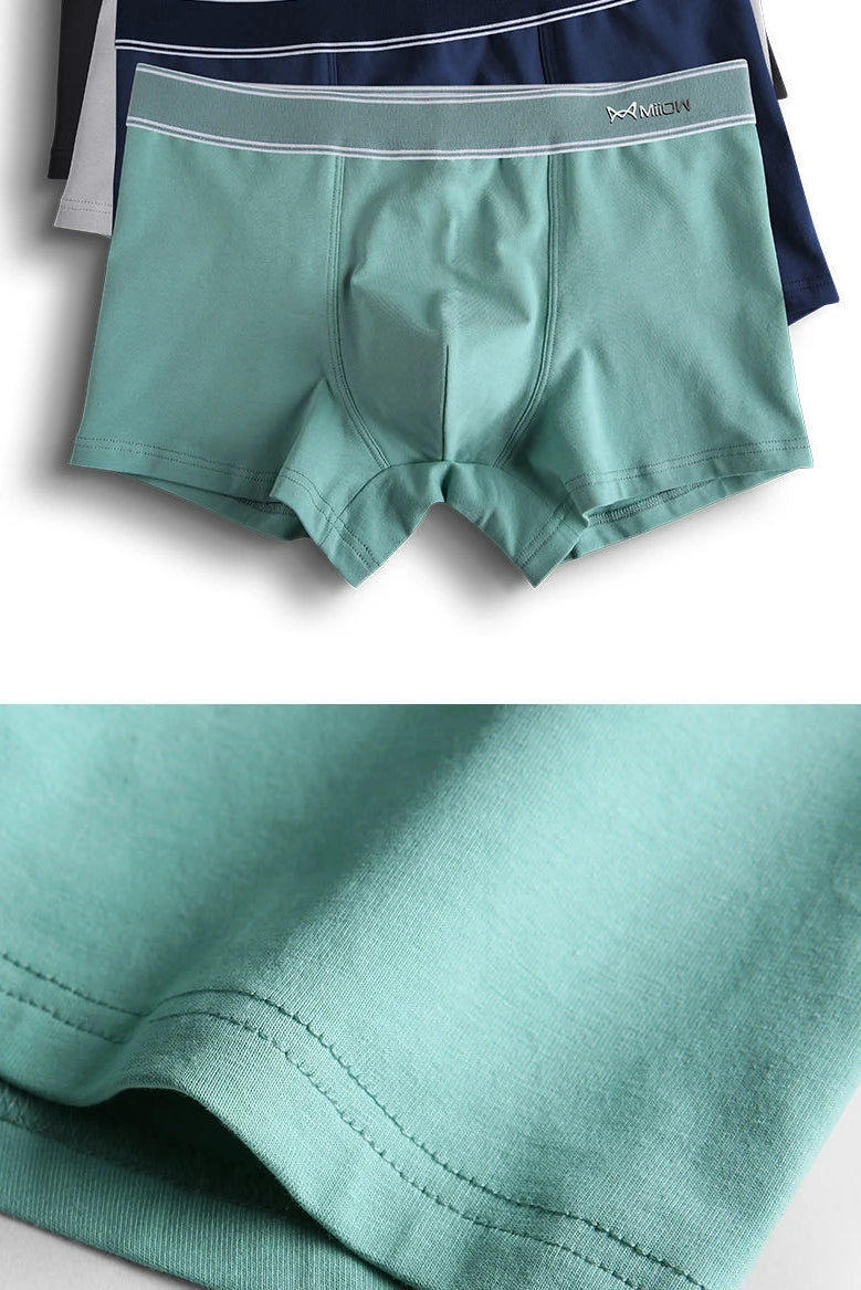 MiiOW Men's Cotton Boxer Briefs, 3-Pack — Breathable Antibacterial Underwear