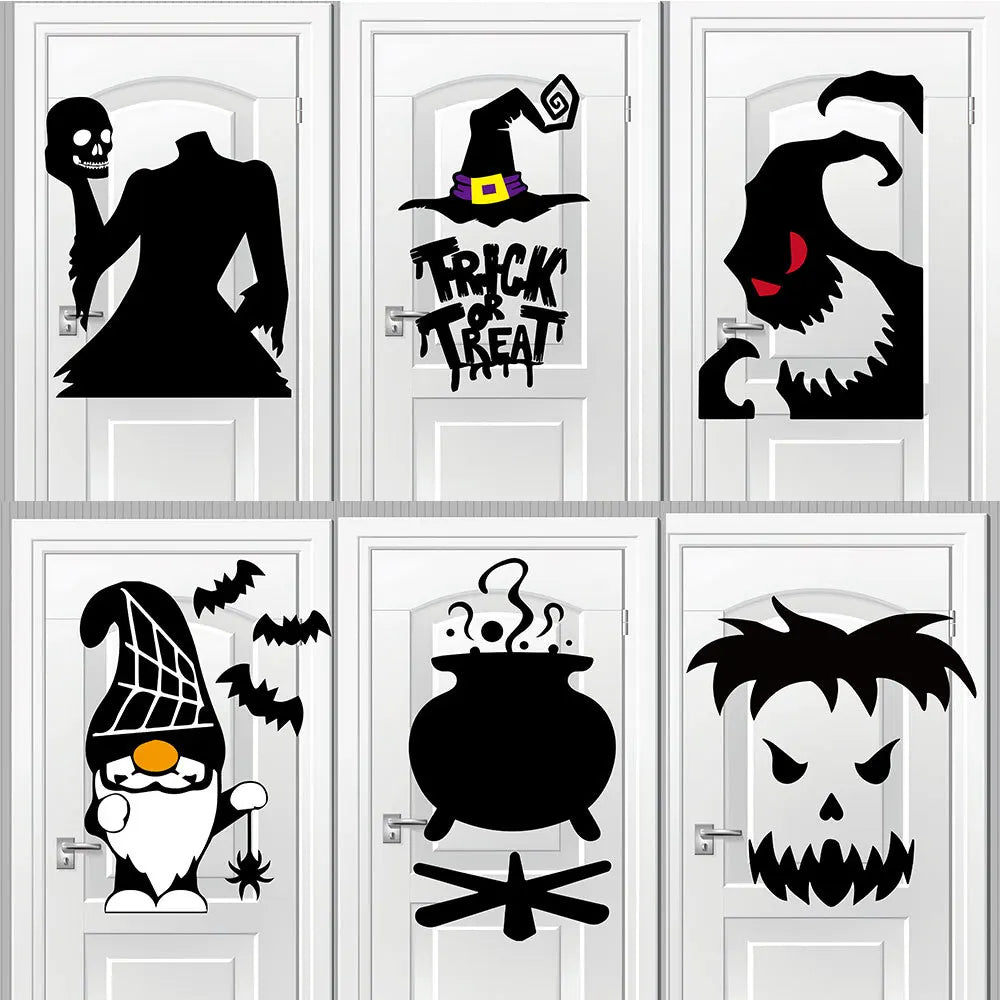 Halloween Felt Window Stickers – Spooky Devil, Witch & Ghost Glass Decals (7 Cute Styles)