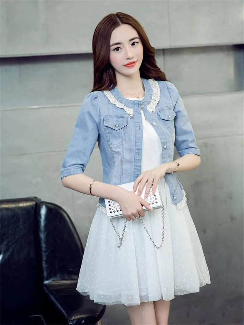 Women's Half Sleeve Denim Jacket