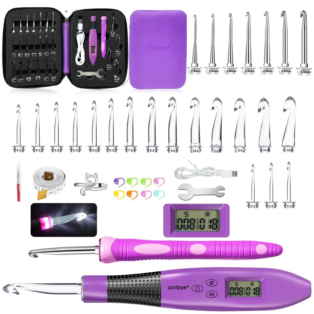 24-Piece LED Crochet Hook Set