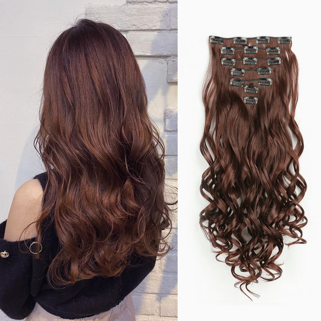 22-Inch Curly Clip-In Hair Extensions – 7-Piece Full Head Set