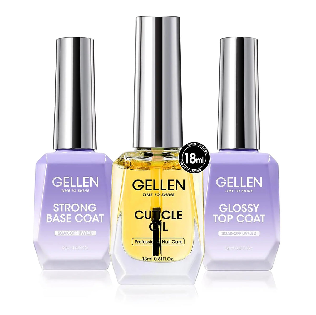 GELLEN 4-Piece Nail Care Kit – Base & Top Coat with Cuticle Care