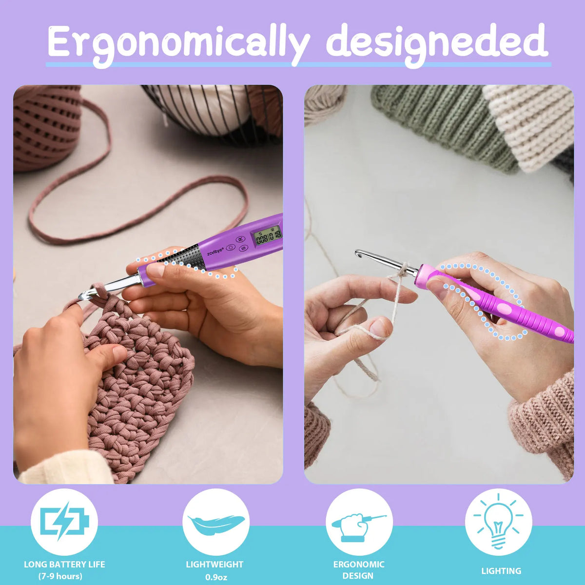 24-Piece LED Crochet Hook Set