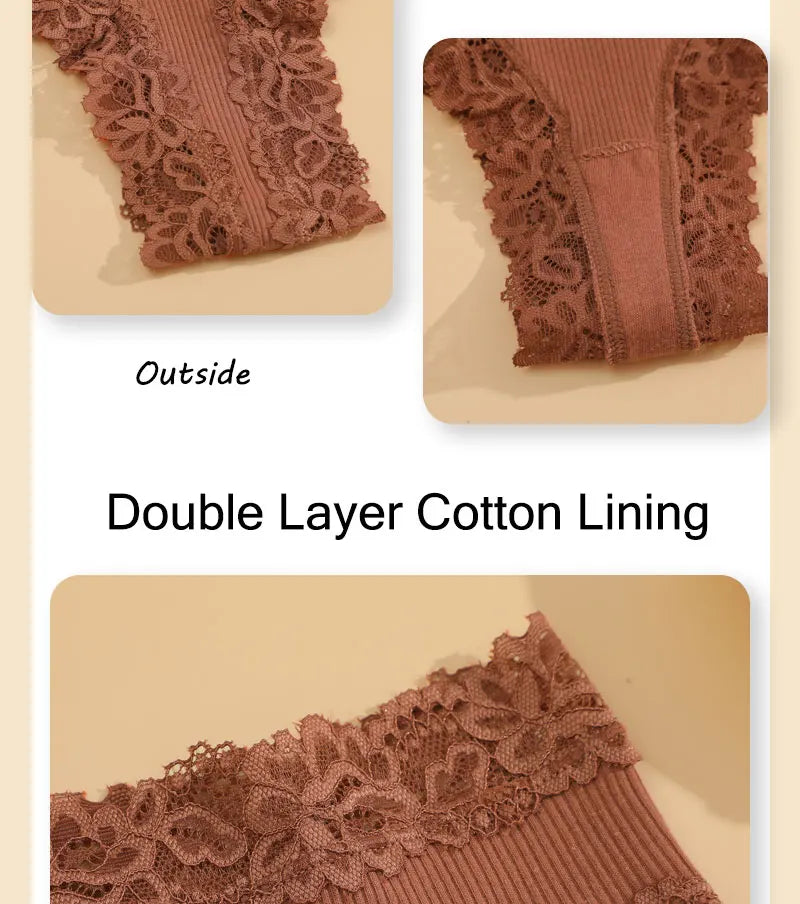 Women's Lace Seamless Brazilian Panties, 3-Pack — Cotton Ribbed Intimates