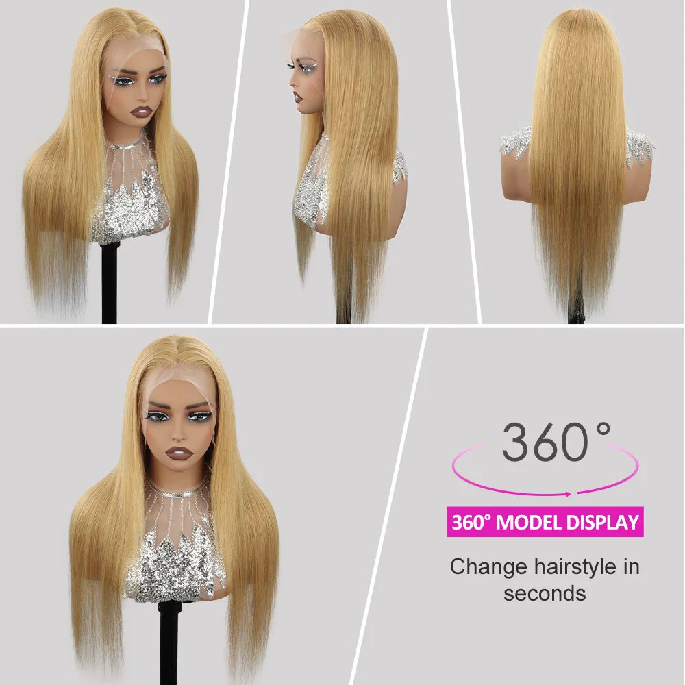 Honey Blonde 13x4 Lace Front Wig – Pre-Plucked Straight, 180% Density