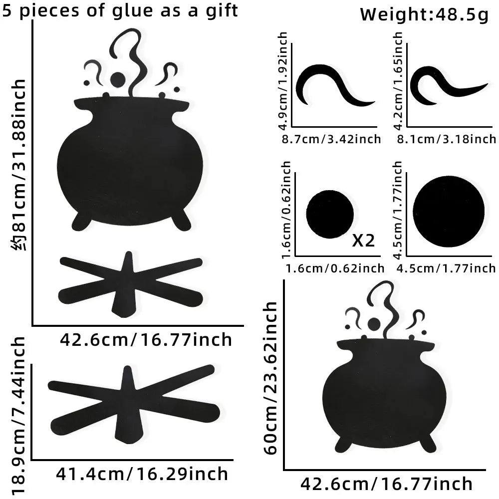 Halloween Felt Window Stickers – Spooky Devil, Witch & Ghost Glass Decals (7 Cute Styles)