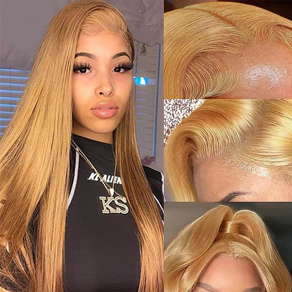 Honey Blonde 13x4 Lace Front Wig – Pre-Plucked Straight, 180% Density