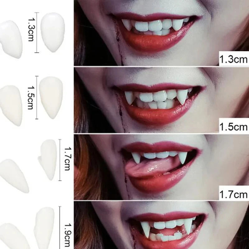 Realistic Vampire Teeth Fangs – Halloween Costume Teeth with Adhesive