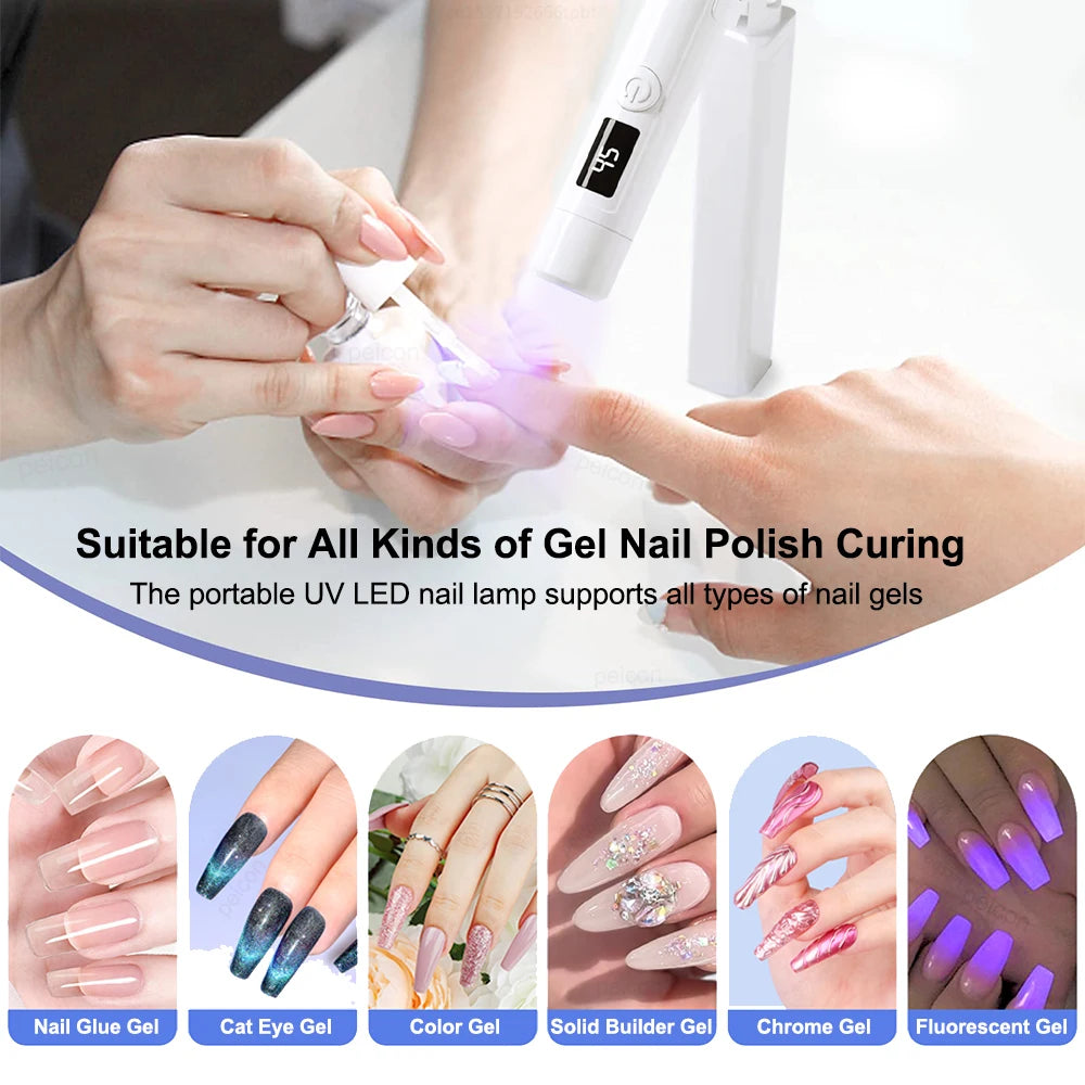 Portable UV LED Nail Lamp – Mini Gel Polish Dryer with Stand