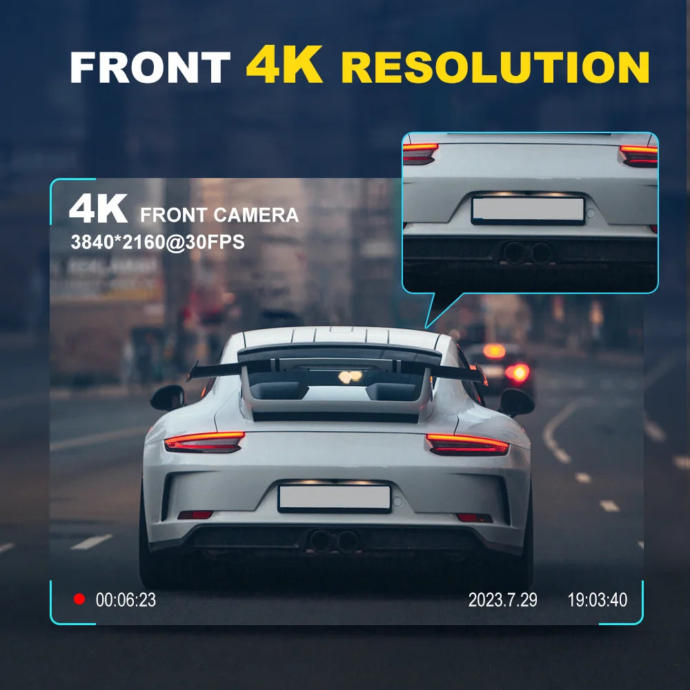 4K/2K WiFi Dash Cam with 24H Parking Monitor – Mini Front Car Camera, 170° Wide Angle
